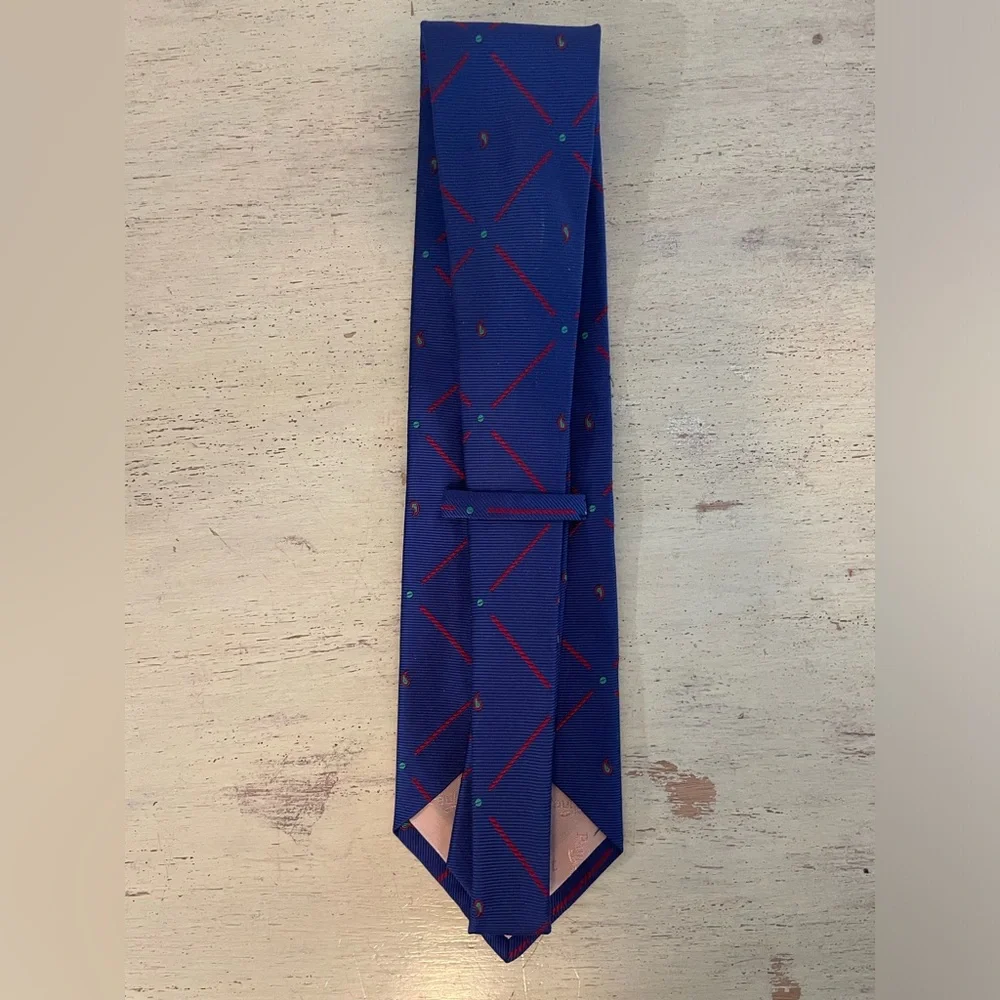 Paul Stuart Made in‎ USA Paisley Check Woven Silk Tie in Blue (Multi) $195